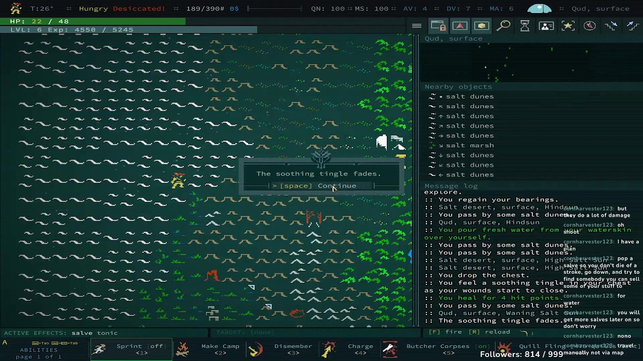 I am enjoying this game despite getting wasted every hour (Caves of Qud)