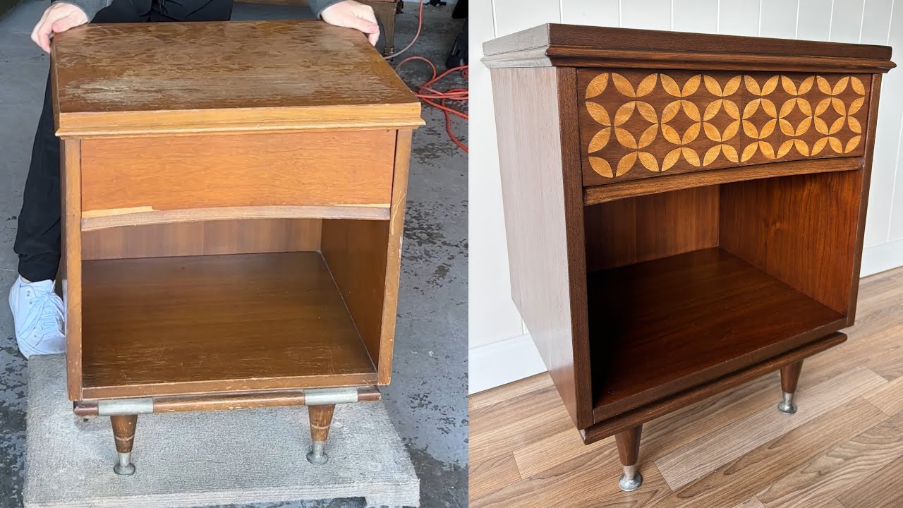 Custom Veneer Inlay Design with My Cricut | Furniture Makeover