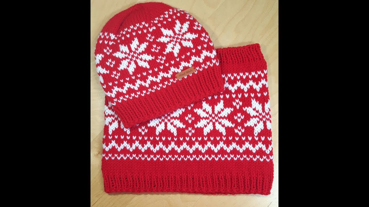 How to Knit stranded colorwork or fair isle  cowl or neck warmer winter storm set