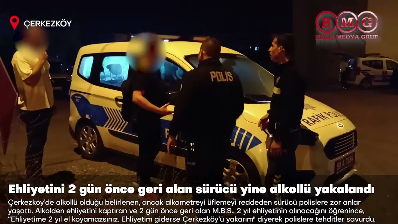 Ehliyetini 2 gün önce geri alan sürücü yine alkollü yakalandı
