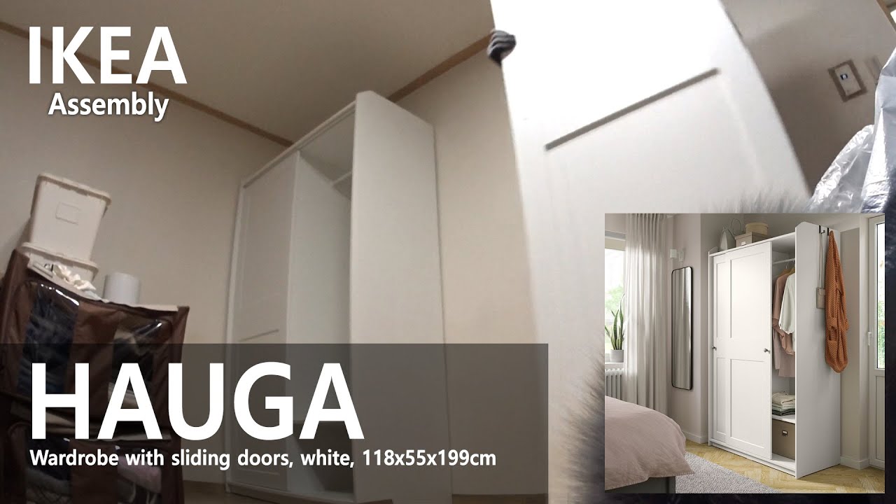 How to Assemble IKEA - 이케아 HAUGA 하우가 미닫이 옷장, 화이트칼라 조립하기