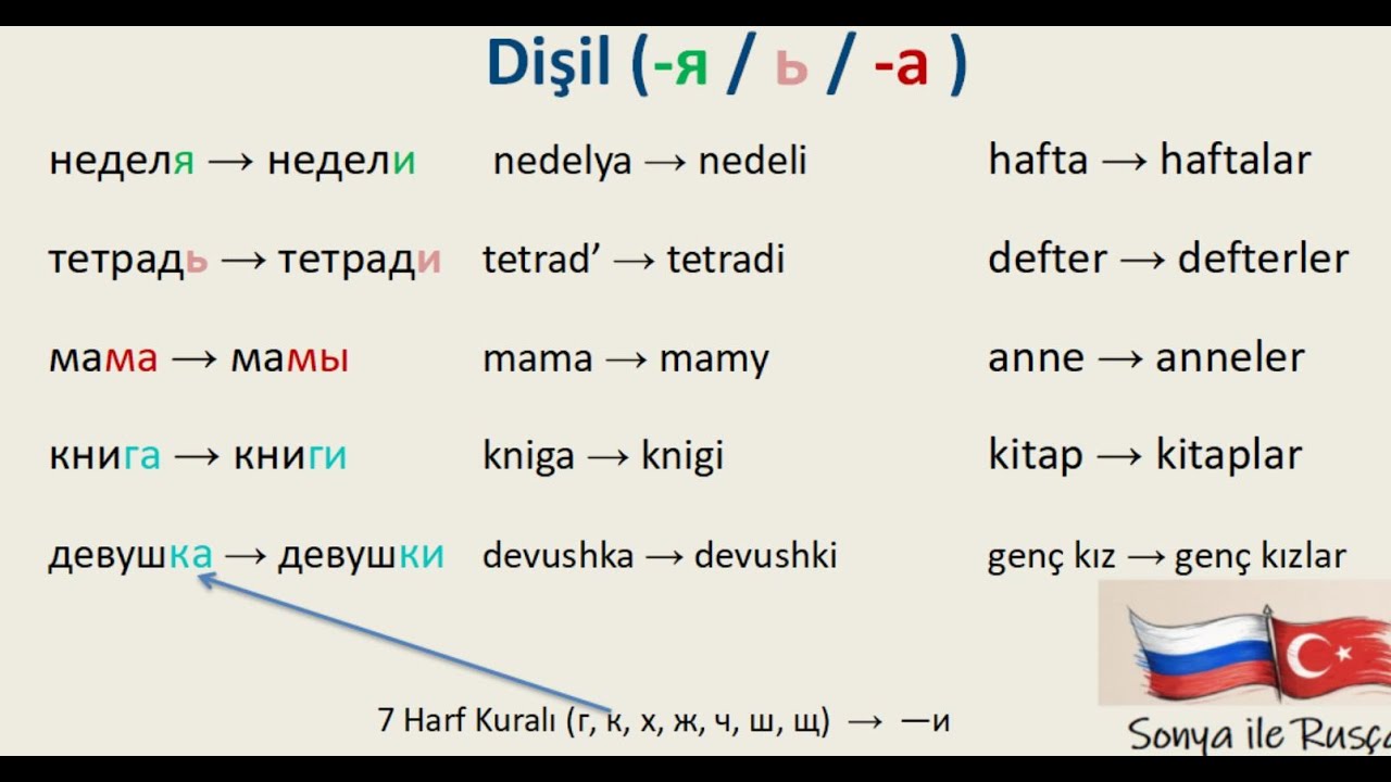 #RusçaA1 A1 Seviyesi Rusça Dersleri _ İsimleri Çoğul Yapma форма множественного числа