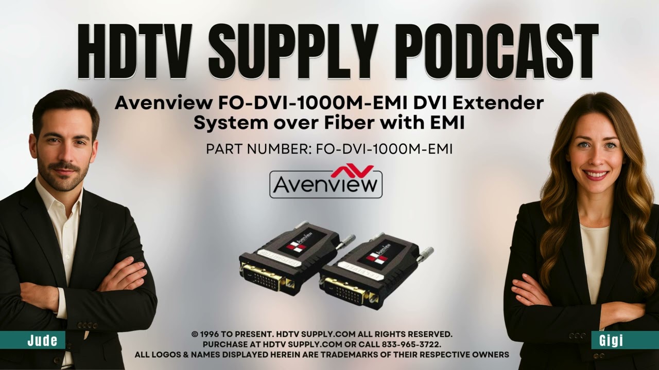 Avenview FO-DVI-1000M-EMI DVI Extender System over Fiber with EMI