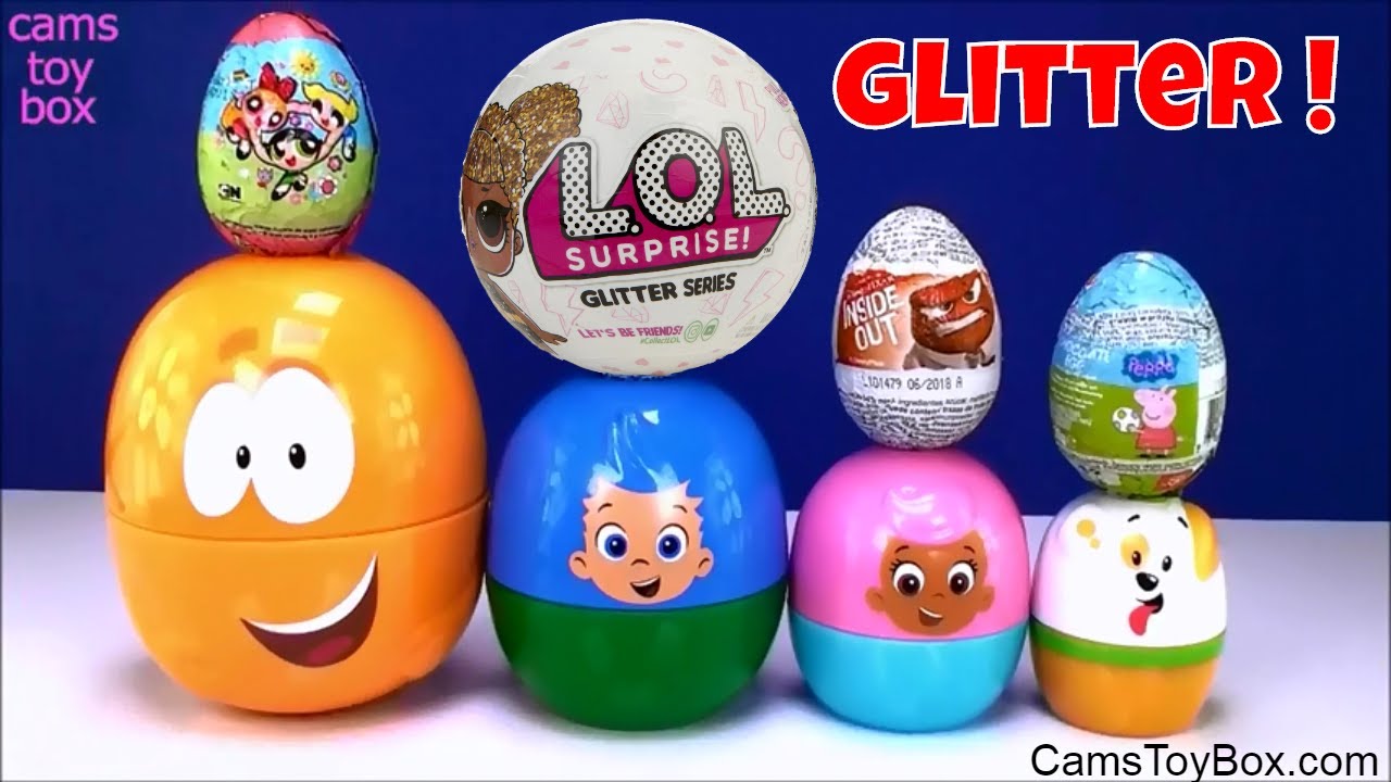 Toy Surprises Bubble Guppies Stacking Cups LOL Glitter Surprizamals 5 Chocolate Eggs MLP