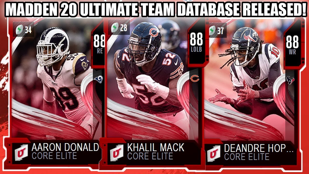 MADDEN 20 ULTIMATE TEAM DATABASE REVEALED! ALL MUT RATINGS! | MADDEN 20 ULTIMATE TEAM