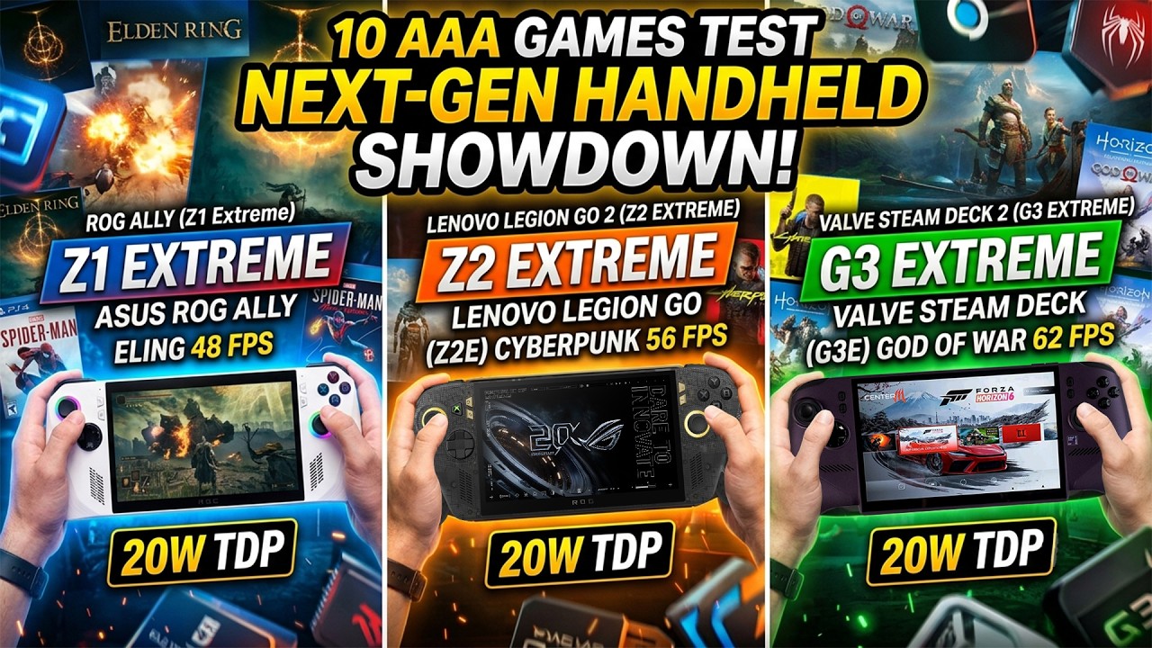 Z1 Extreme vs Z2 Extreme vs G3 Extreme: 10 AAA Games Test at 20W TDP | Next-Gen Handheld Showdown!