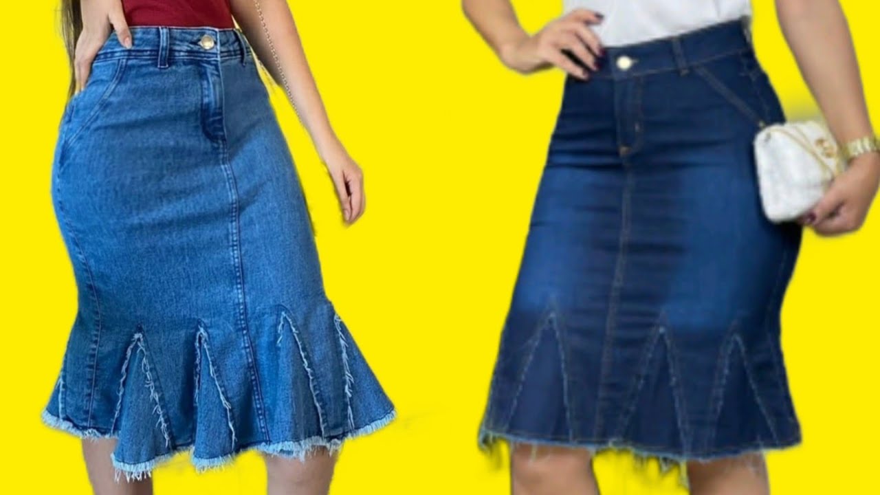 transformando calça jeans em saia|| novo modelo😍