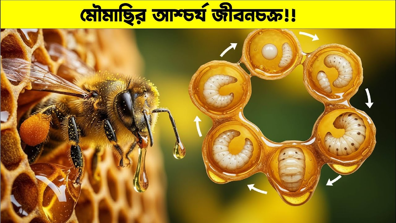 রানী, শ্রমিক ও ড্রোন: মৌমাছির জীবন রহস্য 🐝 || Honey Bee Life Cycle Explained