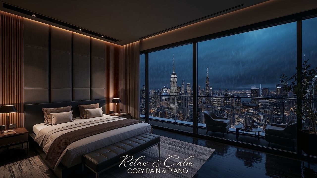 Midnight City Rain & Soft Piano 🌧️🌃 | Deep Sleep, Calm Nights, Urban Serenity | 24/7