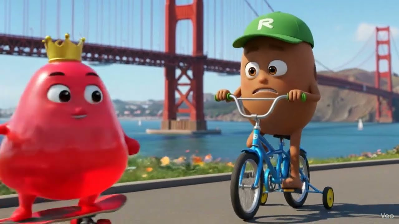 Bridge Buddies: Bean & Jellies' Golden Gate Adventure! | Kids Bike Cartoon