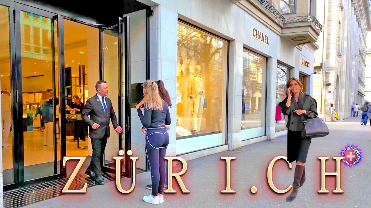 ZURICH SWITZERLAND ✨ Stroll through City Center / from Lake along Bahnhofstrasse 4K