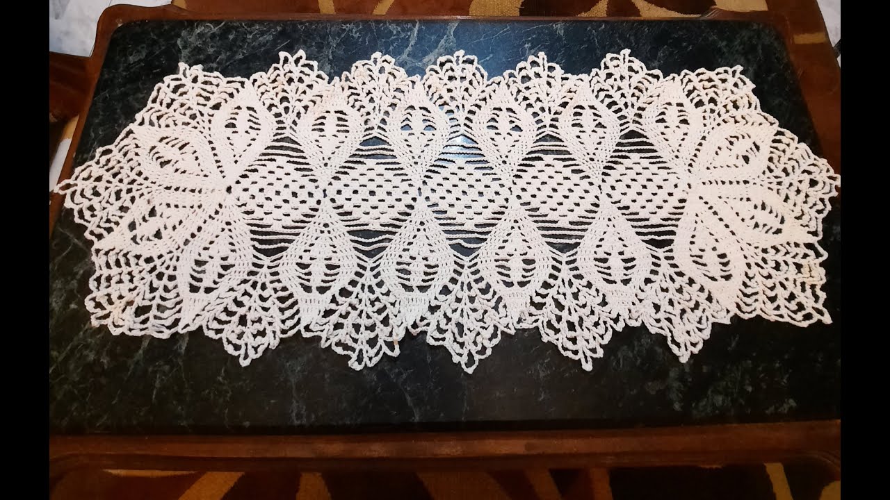 مفرش مستطيل جميل جدا من الكروشيه قطعة واحدة وليس وحدات How to crochet  ovil doily
