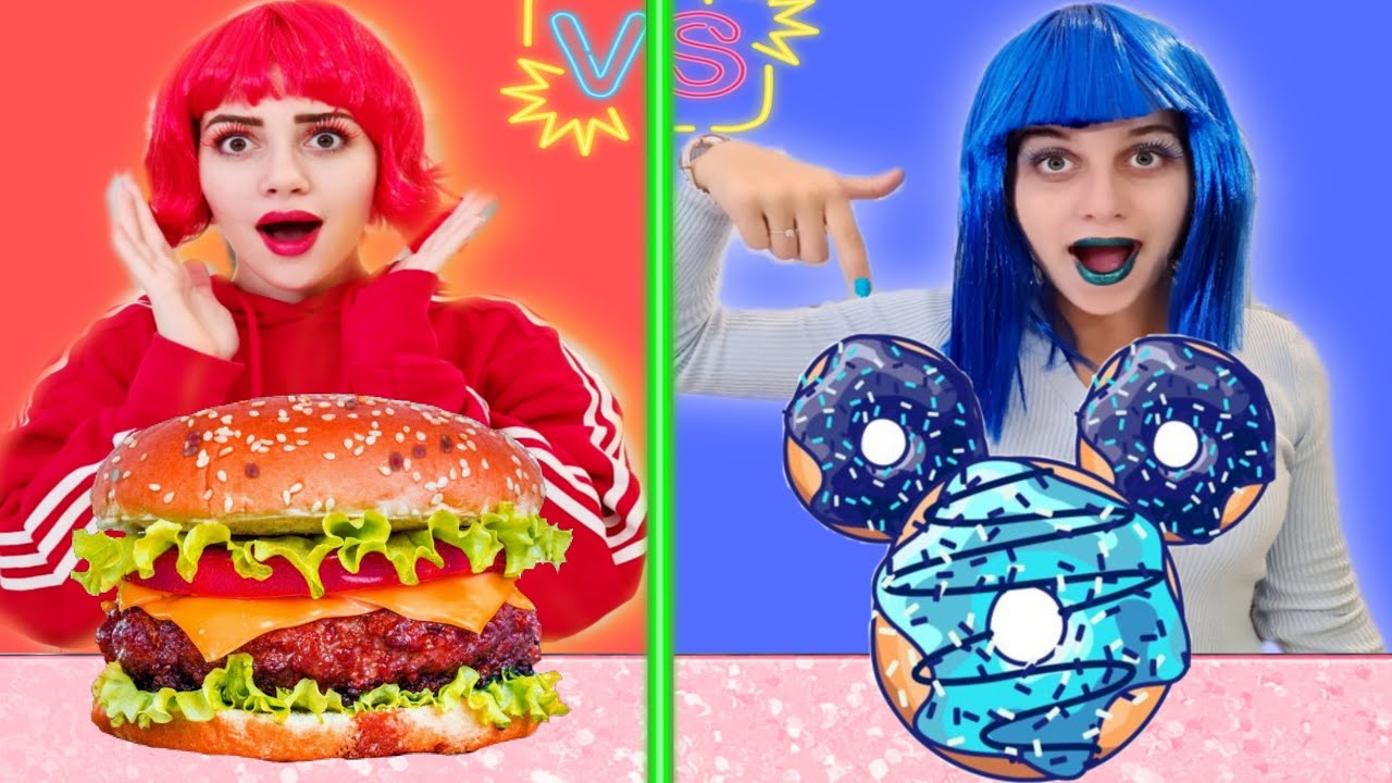 Manger Une Seule Couleur De Nourriture Tout UNE Seule Couleur ! Neguine VS Eva !