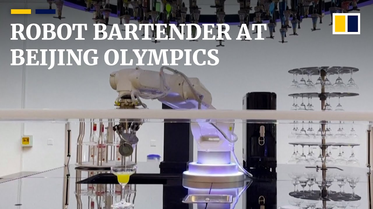 Robot bartender serves drinks at the Beijing Winter Games