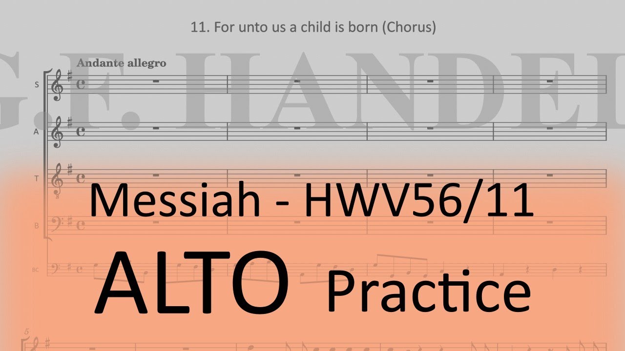 HWV56/11. For unto us a child is born (Chorus) - Alto practice