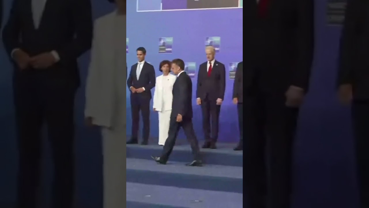 Trump and Meloni Appear to Ignore Each Other While Posing for NATO Group Photo #shorts