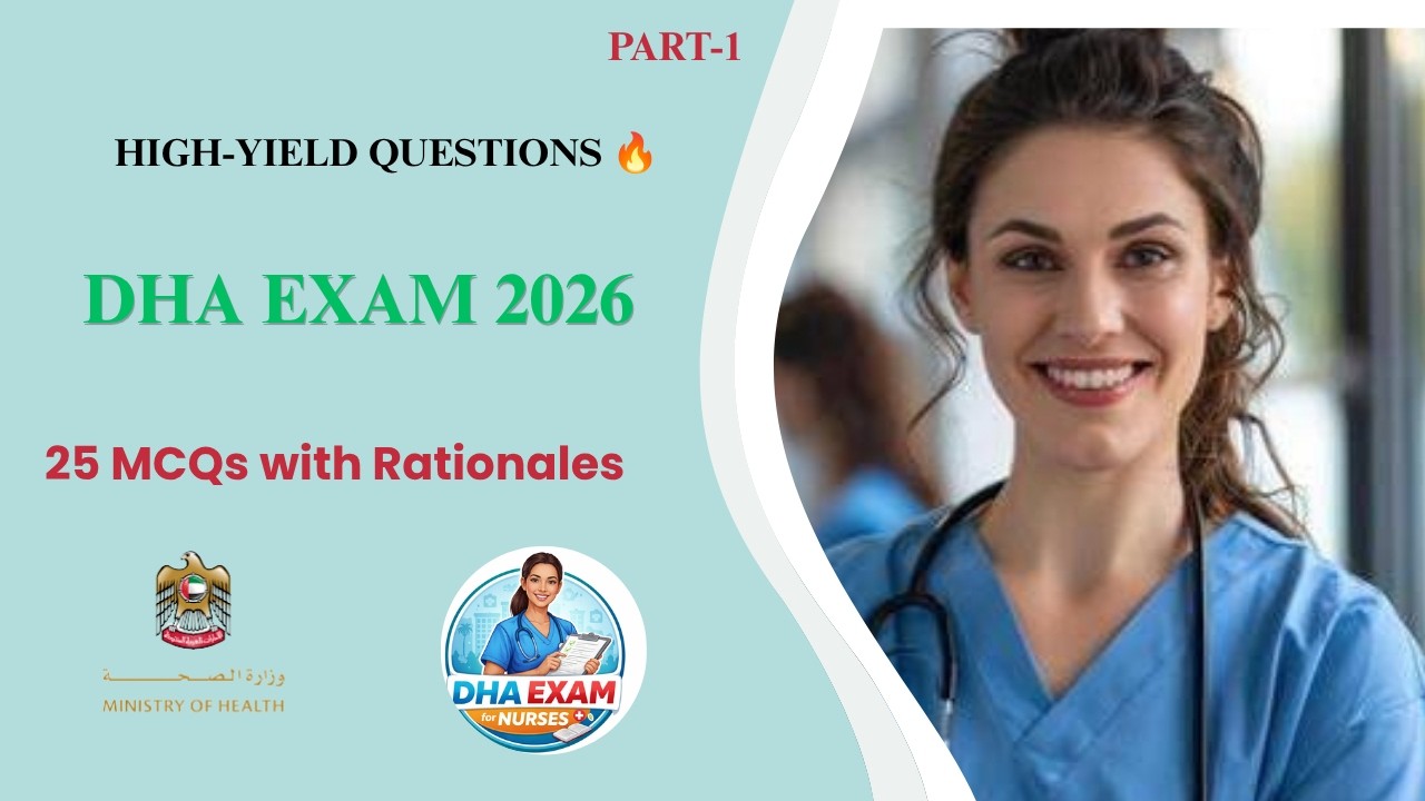 DHA Exam 2026 Most Asked Questions 🔥 | 25 High-Yield Nursing MCQs with Answers & Rationales