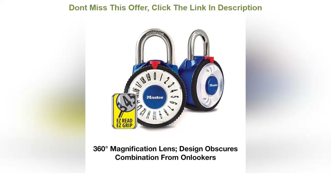 ✔ Master Lock 1588D Locker Lock Combination Padlock with Magnification Lens, 1 Pack, Assorted Color