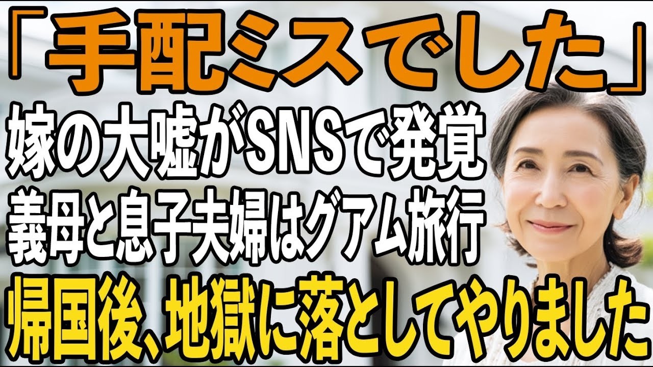 「チケットの手配ミスで」68歳の誕生日、嫁の大噓がSNSで発覚。実は義母とグアム旅行の息子夫婦に、私は微笑み復讐を決意→息子夫婦を地獄に落とした結果【シニアライフ】【60代以上の方へ】