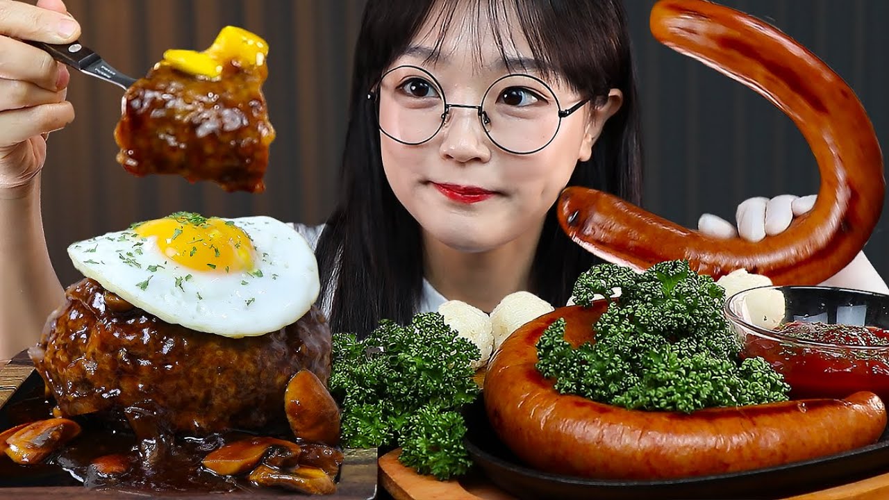 АСМР ЕДА Рубленый бифштекс и Колбаса Кильбаса | MUKBANG | EATING SHOW
