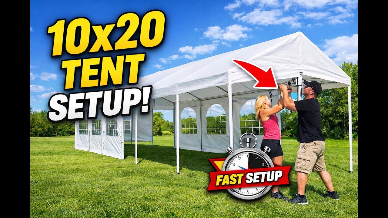 10x20 Canopy Gazebo Party Tent Setup Video