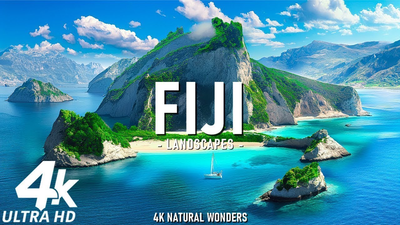 FLYING OVER FIJI 4K - Relaxing Music Along With Beautiful Tropical Paradise Nature Videos - 4K UHD