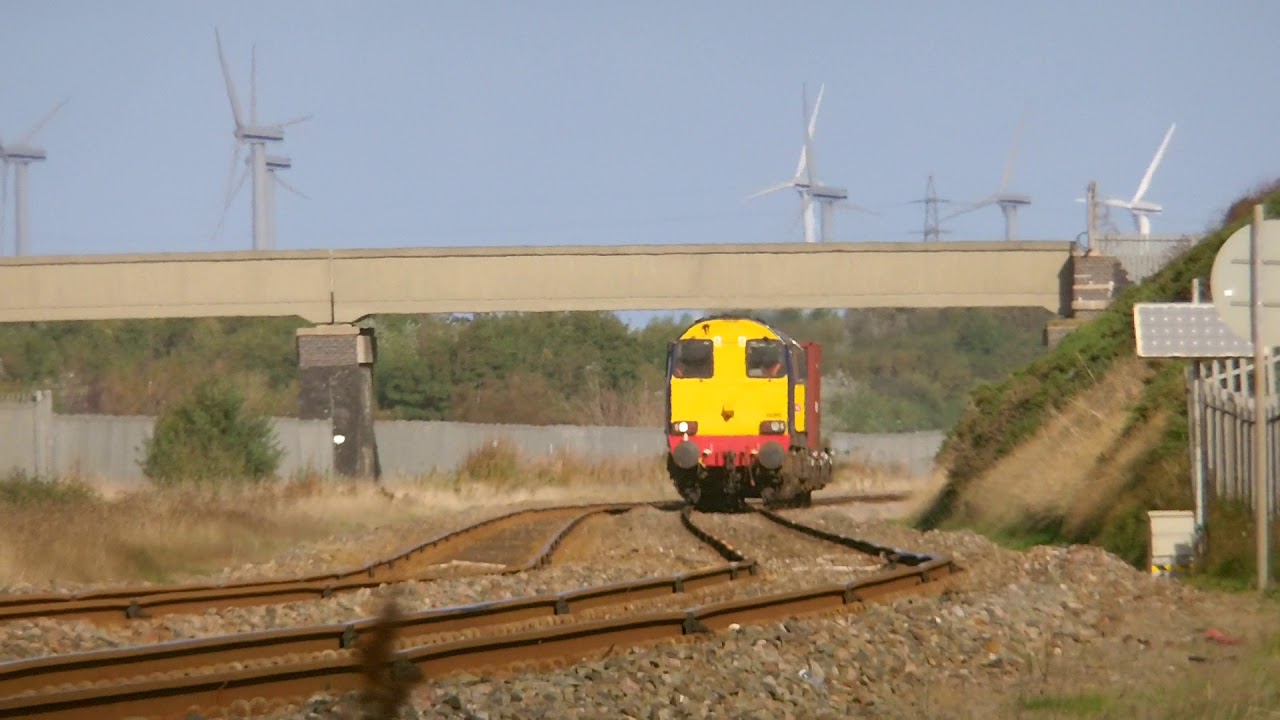DRS Class 20s at salterbeck on a low level waste train