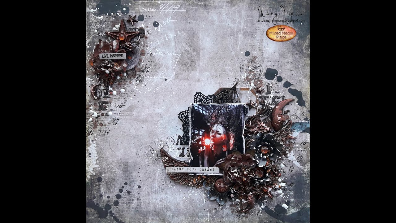 Step-by-Step Tutorial Mixed Media Layout ''Live Inspired'' for Mixed Media Place