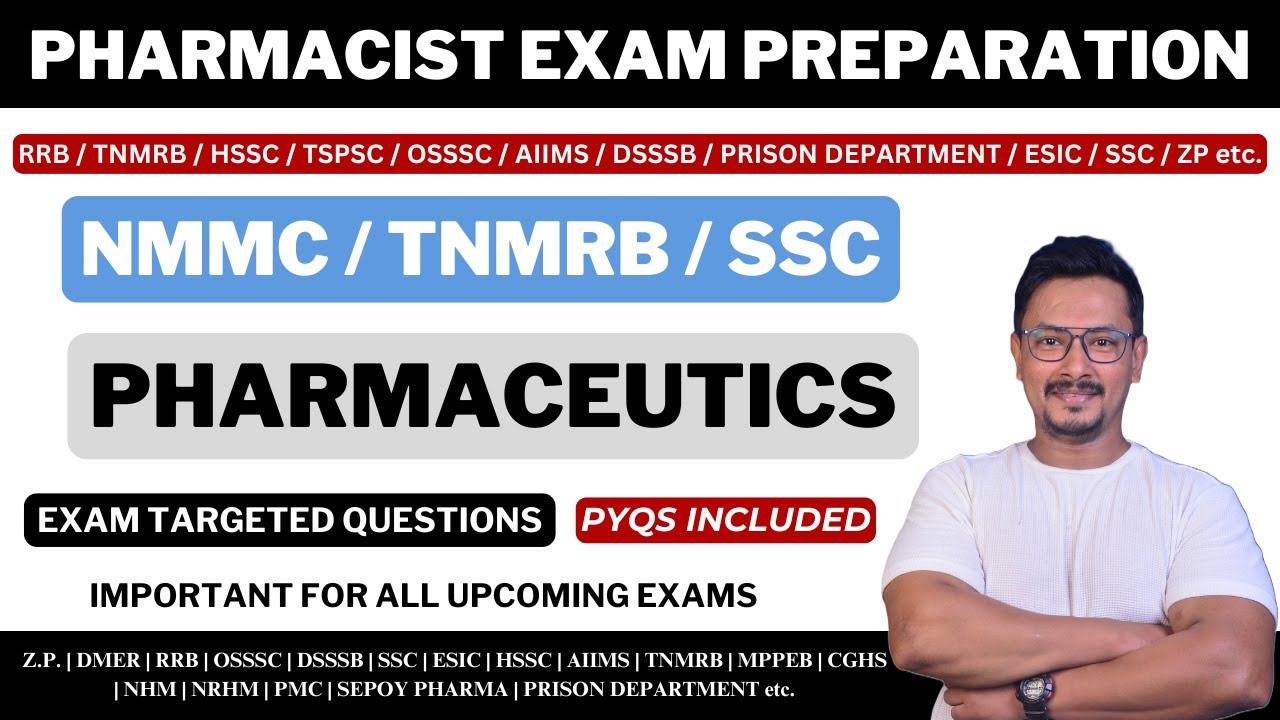 PHARMACIST EXAM PREPARATION / TNMRB PHARMACIST EXAM PREPARATION / NMMC PHARMACIST EXAM QUESTIONS
