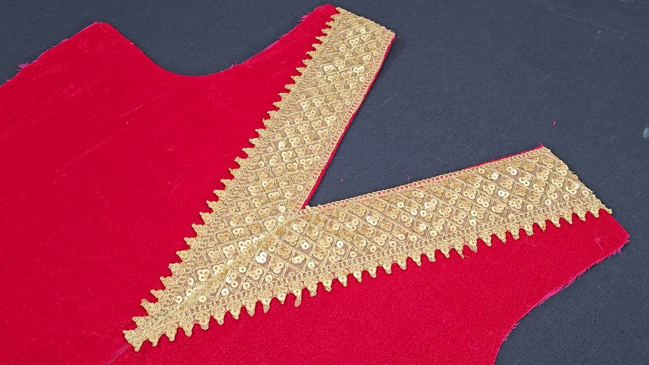 V Neck Me Chodi Lace Lagane Ka Tarika | Sewing Tips and Techniques