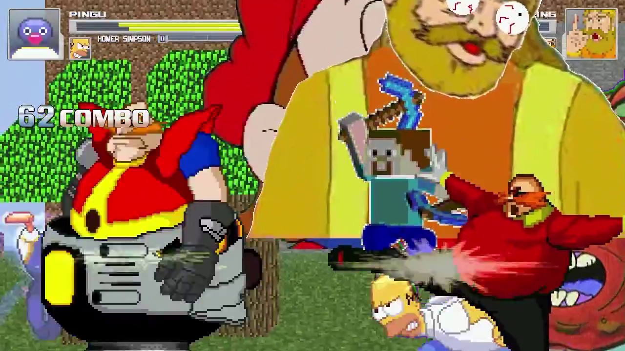 AN Mugen Request #1165: Pingu, Homer, Robotnik, Steve VS The King, Robotnik, Moar Krabs, Hotel Mario