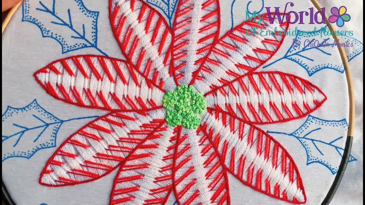 58. Bordado Fantasía Nochebuena 7 / Hand Embroidery Poinsettia with Fantasy Stitch