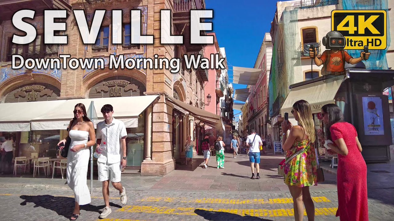 Seville's Downtown Famous Shopping Streets 🛍️ Summer 2025 ☀️ 4K Virtual Walking Tour Spain
