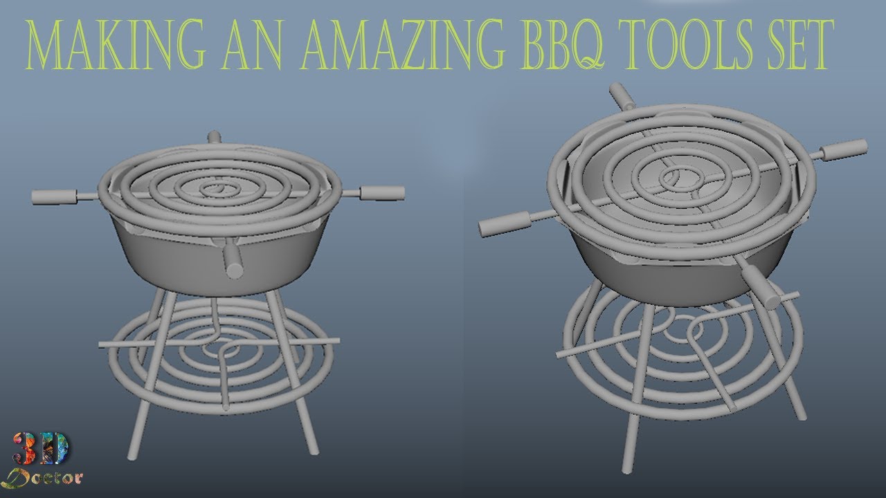 how to modeling an Amazing 3D BBQ Tools Set in maya! Making an Amazing BBQ Tools Set maya 2020