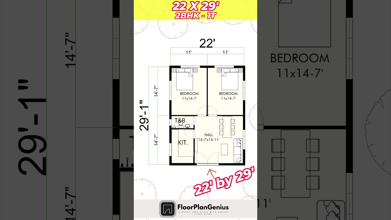 Two bedroom house plan #instylehomes  Low budget building design  simple home design #floorplan