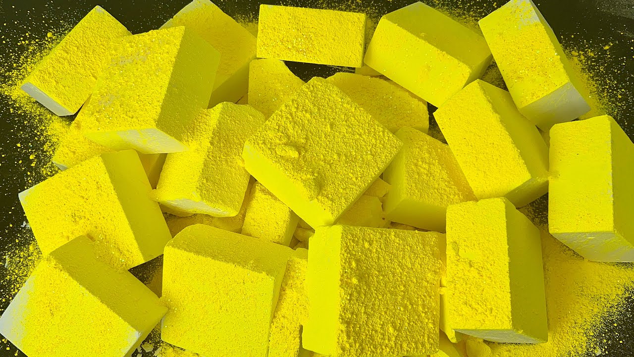 20 Blocks of Vibrant Yellow Gym Chalk | Satisfying ASMR
