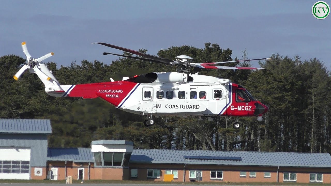 HM Coastguard G-MCGZ takeoff Newquay Airport