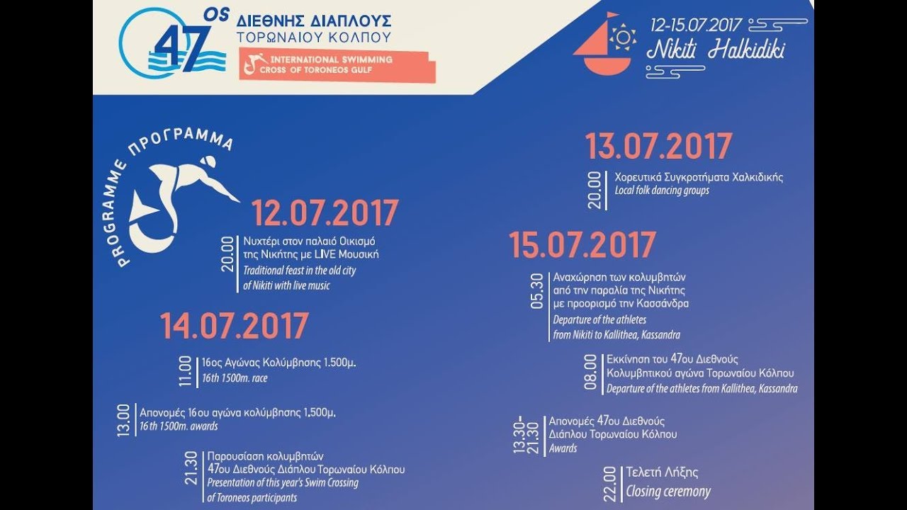 47 TH OPEN WATER SWIMMING TORONEOS GOOLF 26km 15-7-2017 NIKITI CHALKIDIKI.