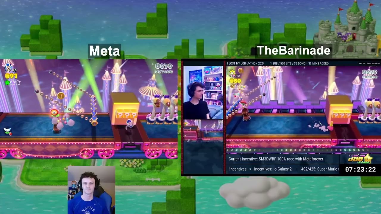 Super Mario 3D World - 100% Race vs. The Barinade Part 5 [Switch]
