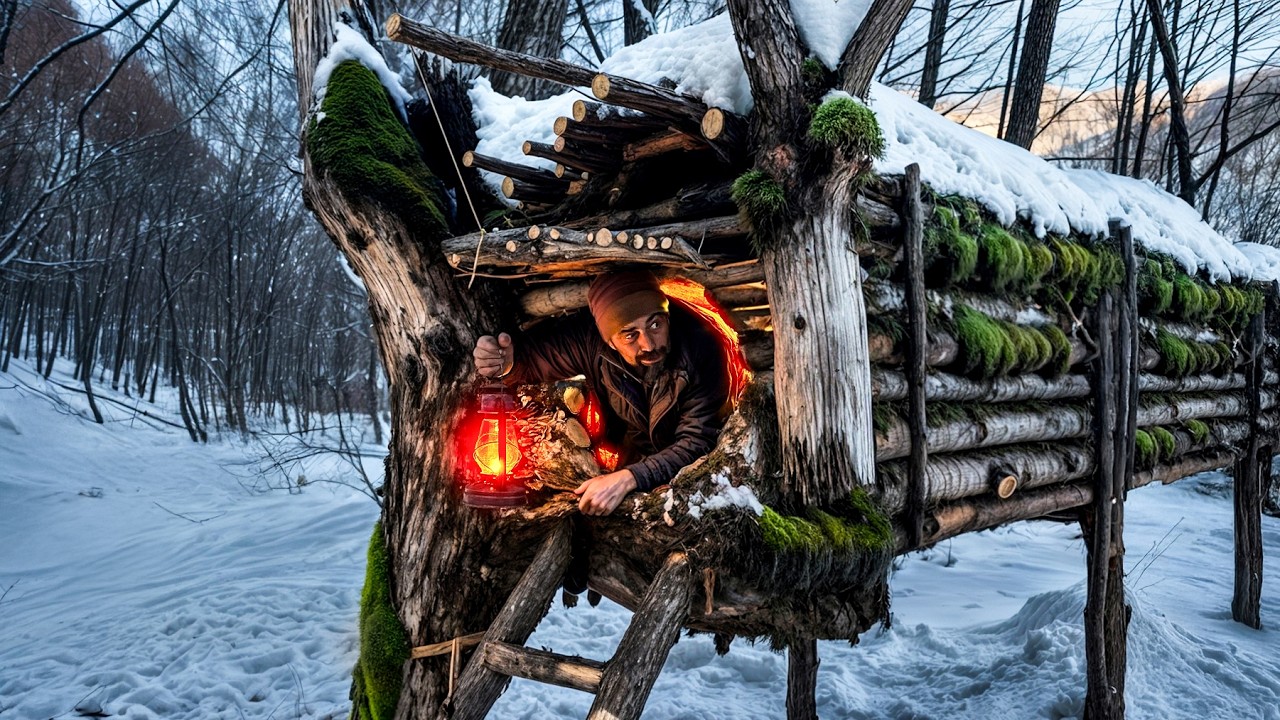 Building a Winter Tree Shelter: Staying Warm in the Snowy Forest