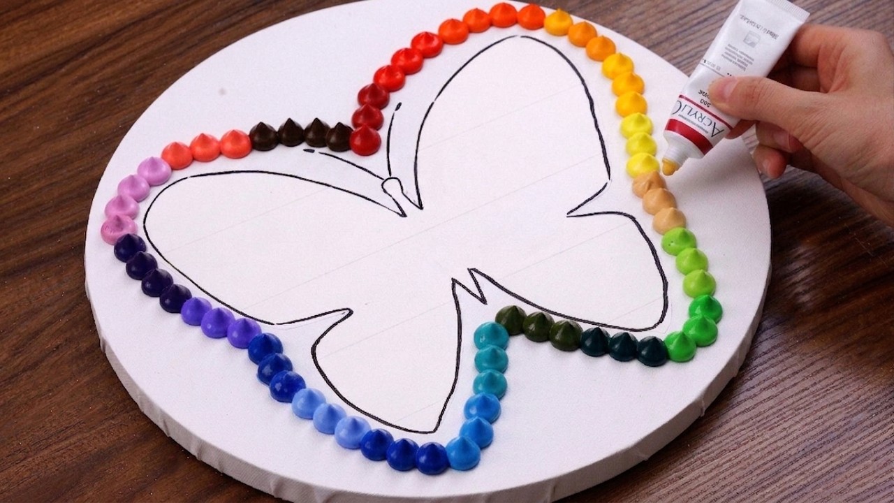 [1541] How to Paint a Butterfly Landscape in Rainbow Colors｜SUPER EASY ACRYLIC PAINTING