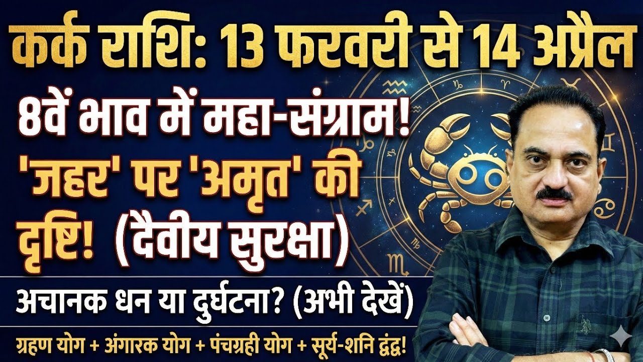 Kark Rashi: 8वें भाव में 5 ग्रह! 'अंगारक योग' पर गुरु की 'अमृत दृष्टि' का चमत्कार! #Kark #cancer
