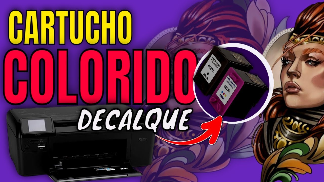 TINTA DE DECALQUE PARA TATUAGEM NO CARTUCHO COLORIDO HP - CONFIGURE O SEU !