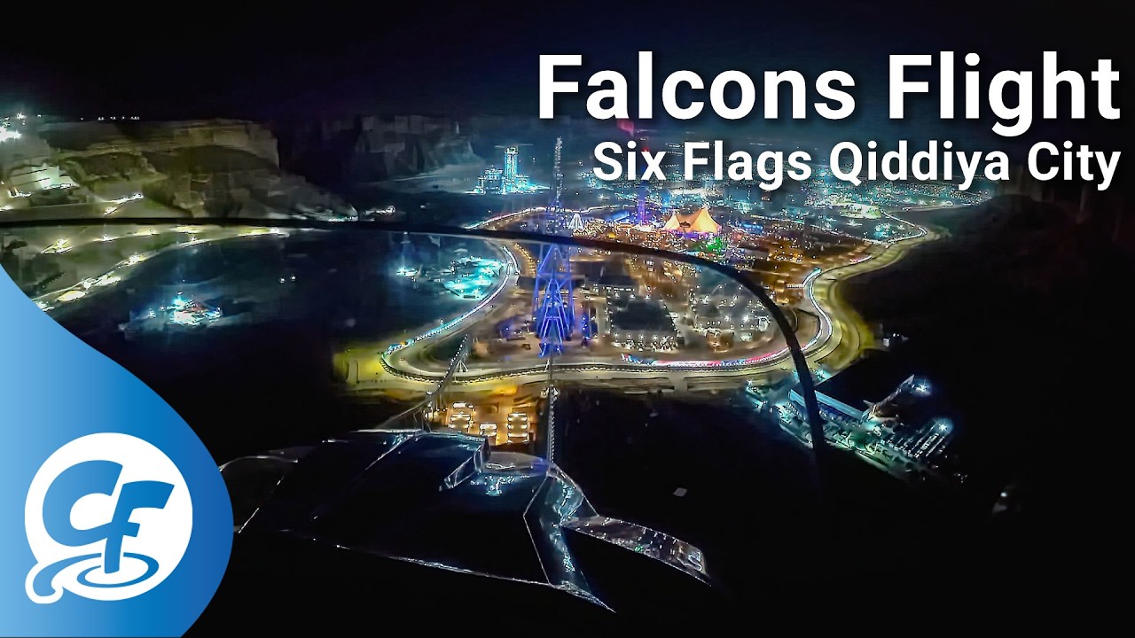 Falcons Flight nighttime front seat on-ride 4K POV Six Flags Qiddiya City