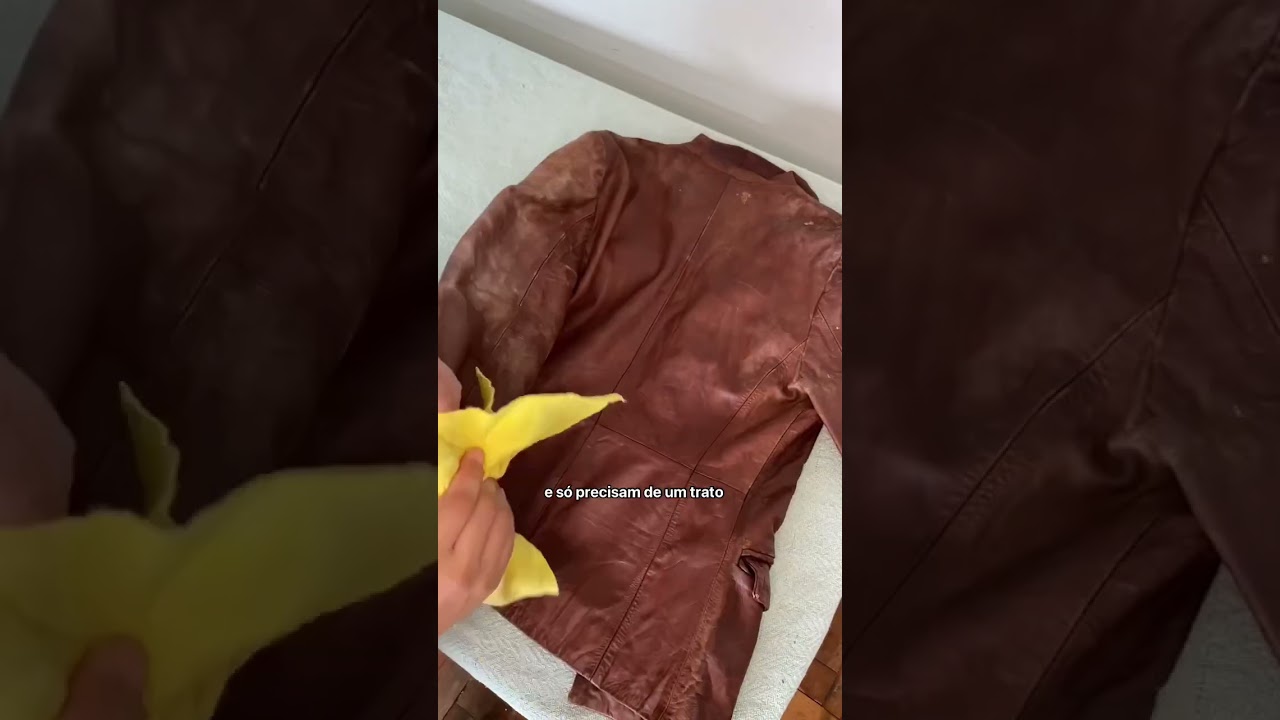 Em choque com o resultado at&eacute; agora!!!!! 🤯 Restaurando jaqueta de couro de brech&oacute; do zero #brecho