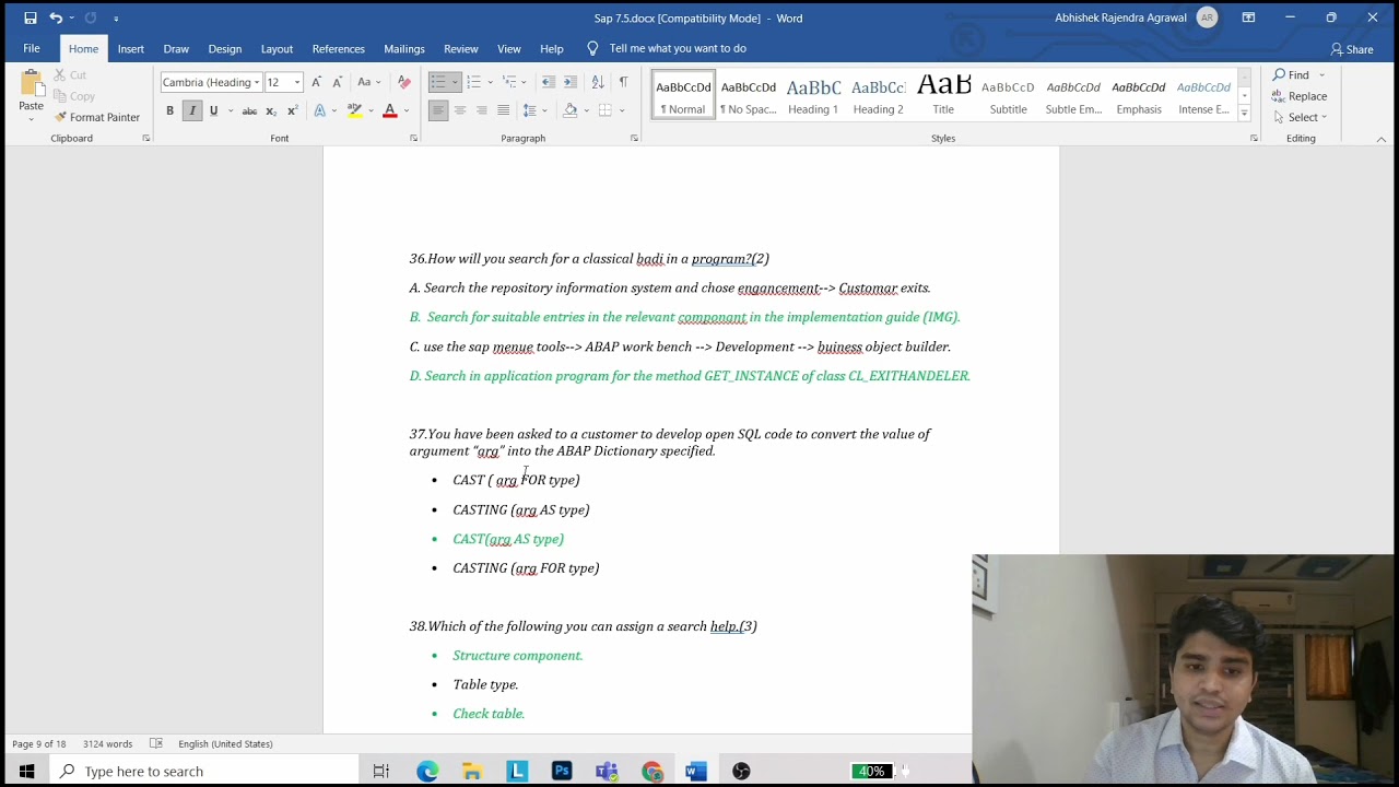 SAP ABAP Exam questions