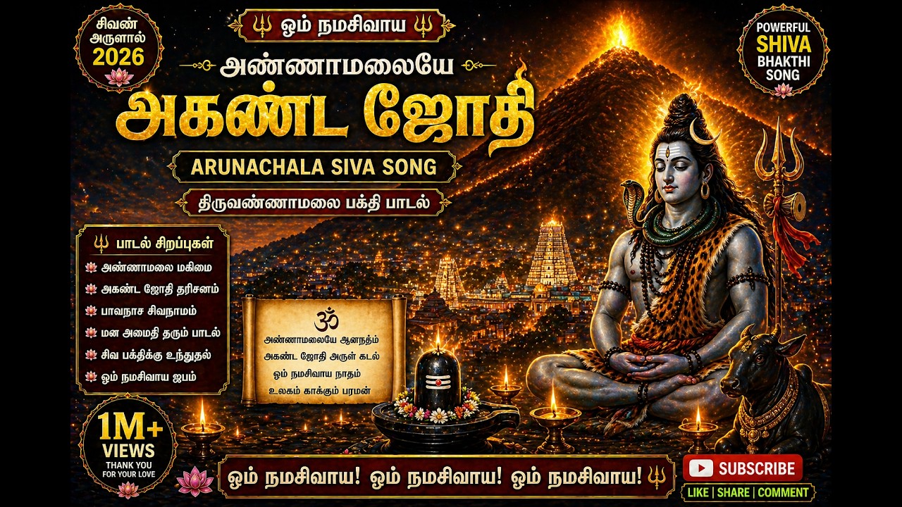 🔥 அண்ணாமலையே அகண்ட ஜோதி | Arunachala Siva Song | Tiruvannamalai Devotional | Om Namah Shivaya