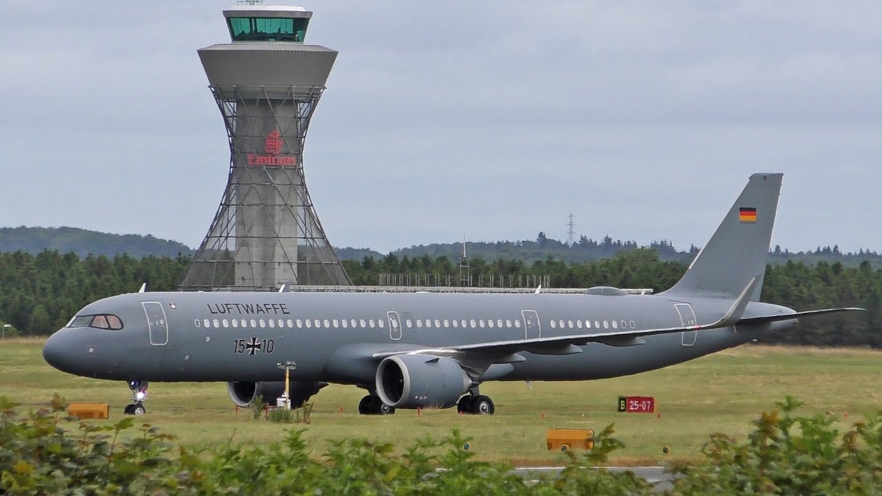 Luftwaffe A321Neo 15+10 landing/takeoff at Newcastle Airport | German Air Force