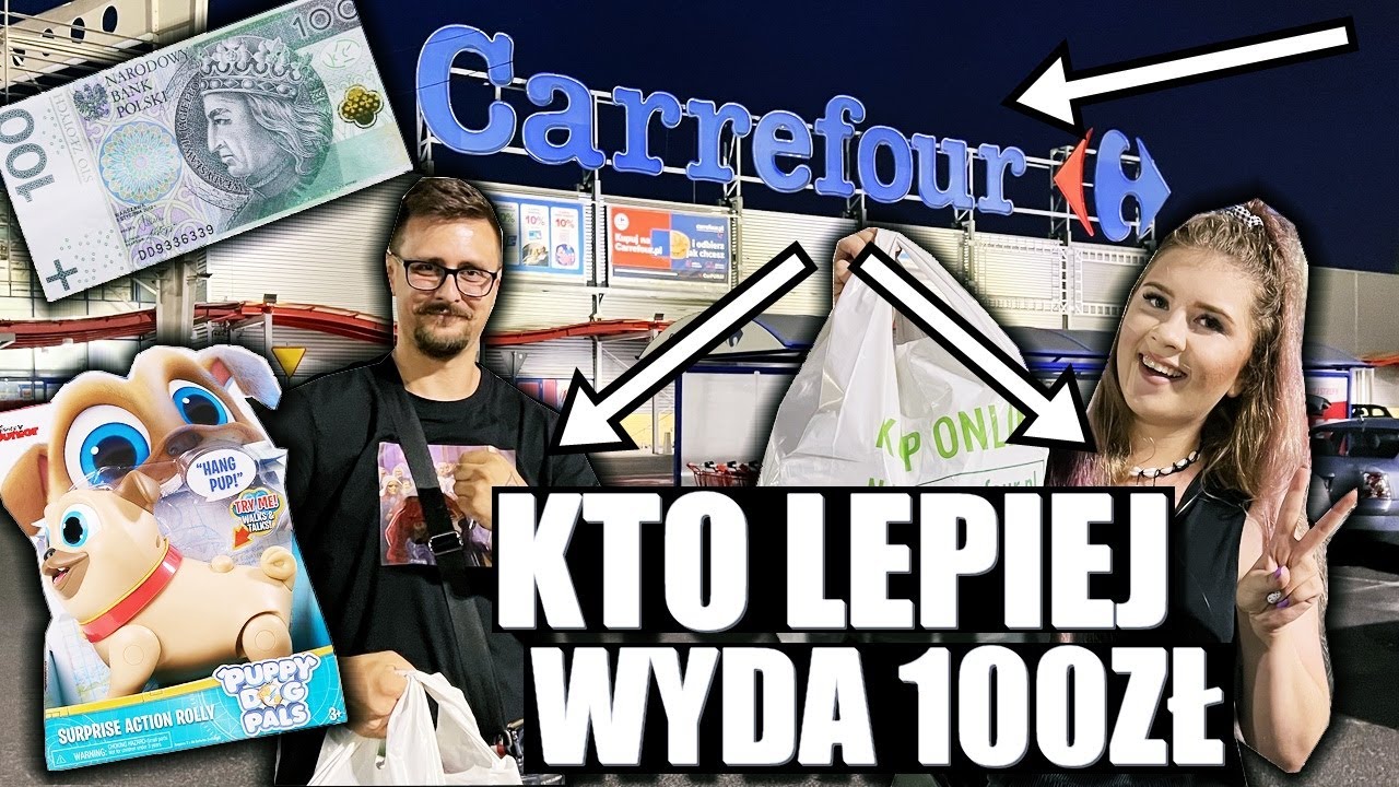 KTO LEPIEJ WYDAŁ 100ZŁ W SKLEPIE CARREFOUR 😀 CHALLENGE 🎁KUPIŁEM PREZENTY DLA STASIA 🎁