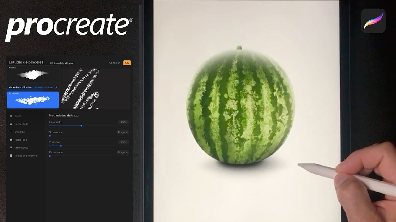 Como COMBINAR PINCELES en PROCREATE ¡Crea un nuevo pincel y úsalo para pintar esta SANDIA! 🍉 [FACIL]
